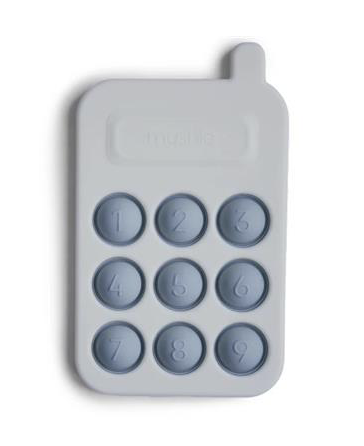 Mushie Press toy phone blauw