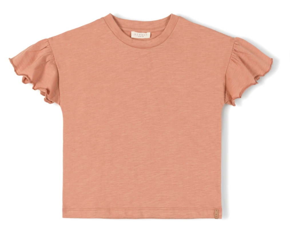 Nixnut T-shirt vlindermouw papaya