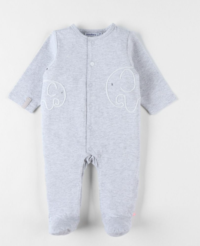 Noukie's Pyjama Katoen grijs olifant