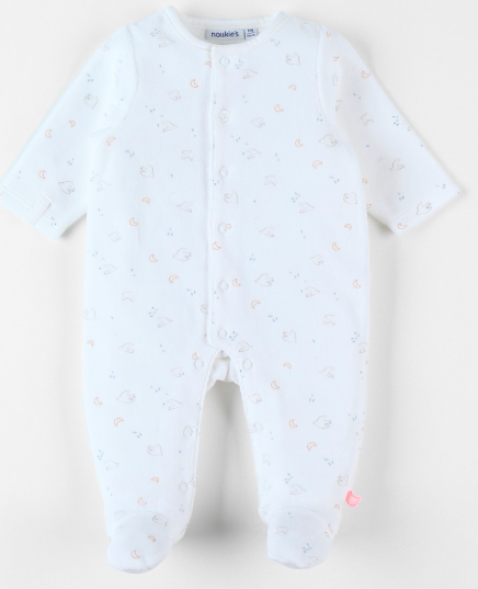 Noukie’s Pyjama Velours vogelprint