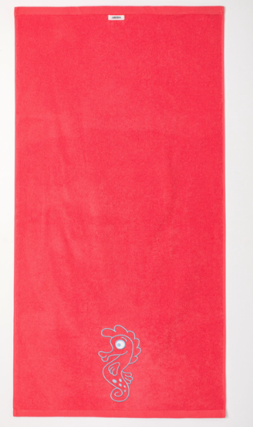 Woody Handdoek in zak rood zeepaardje
