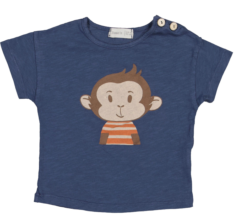 Bean’s T-shirt Monkey blauw