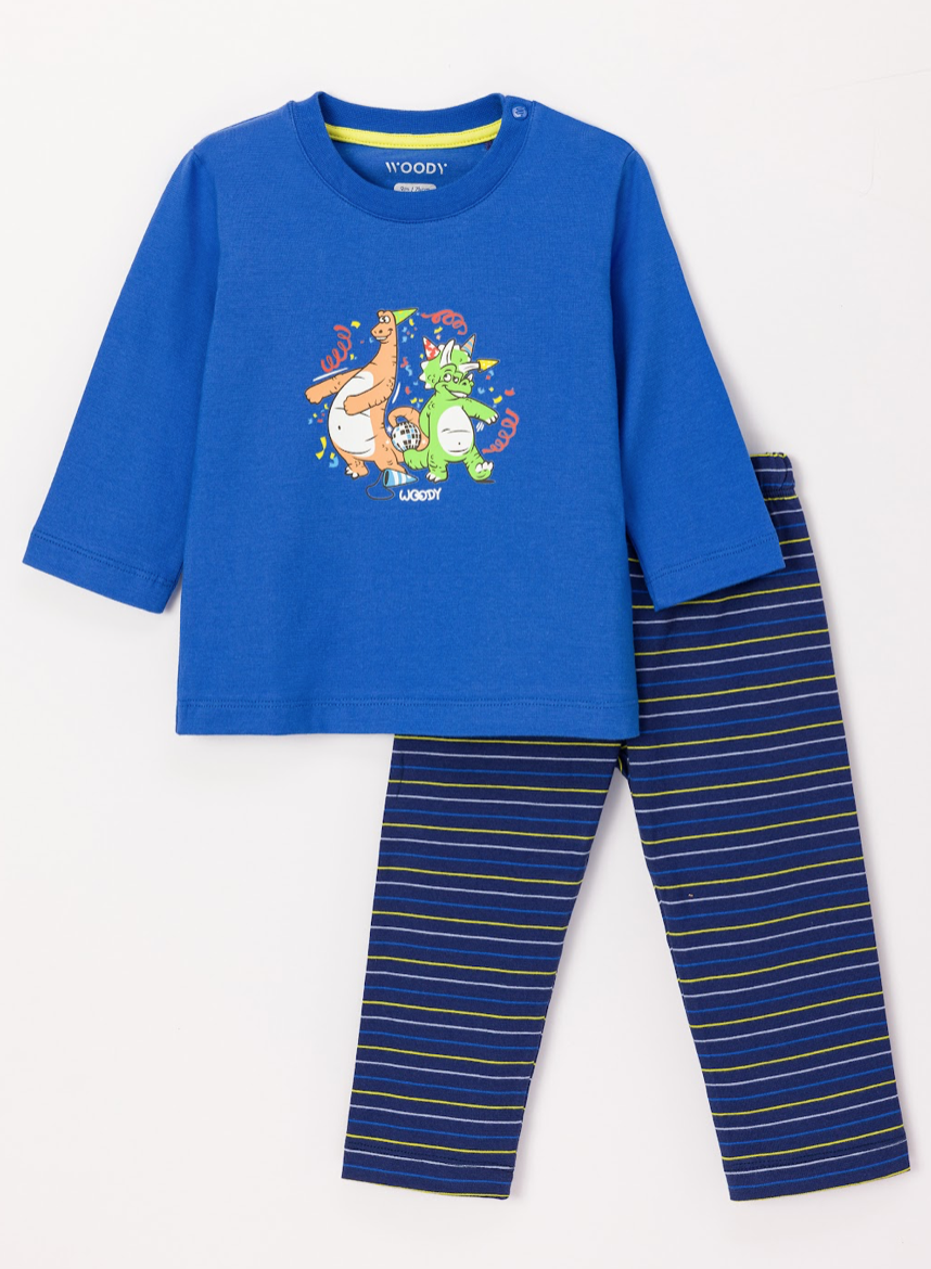 Woody Pyjama Dino gestreept