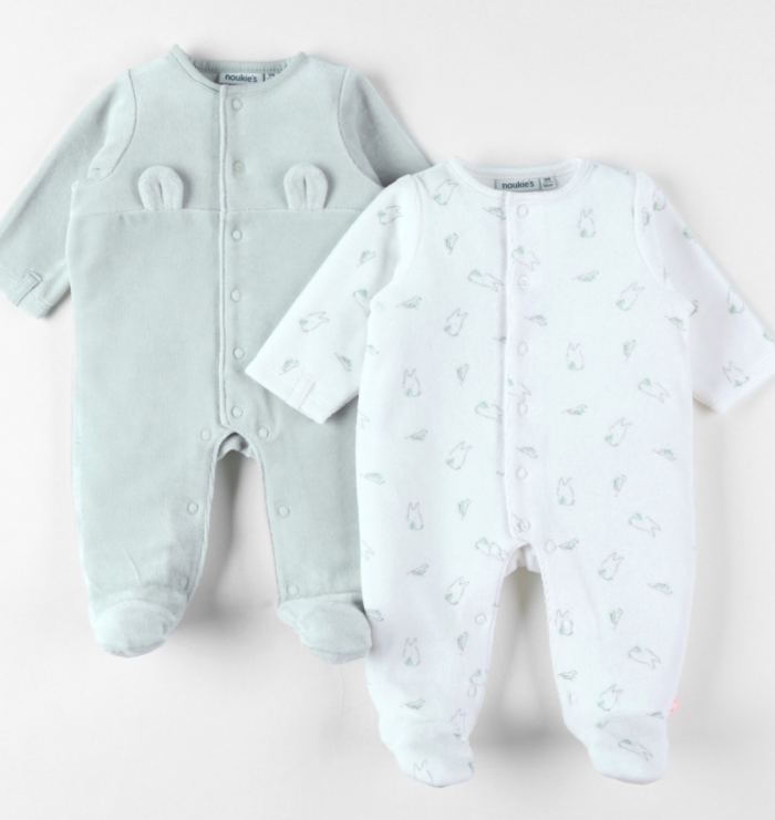 Noukie's Set van 2 pyjama's fluweel mint